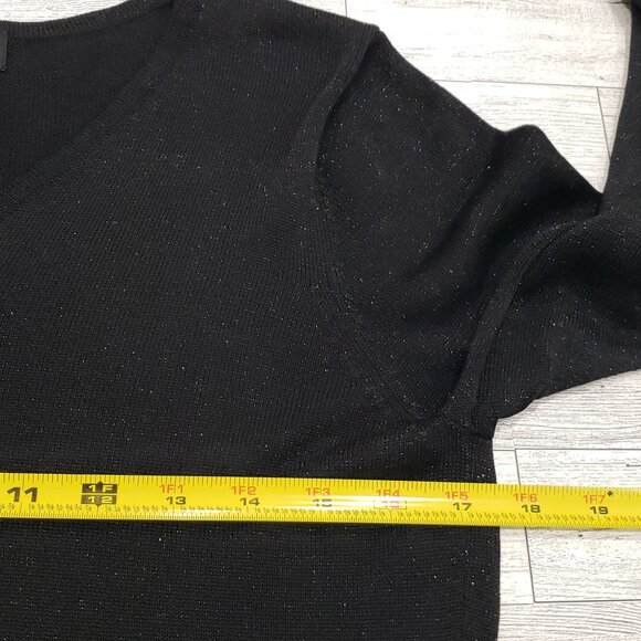 NY&CO Silk Blend Sweater Top Black Metallic Shimmer Quiet Luxury Capsule Women M - Picture 10 of 11